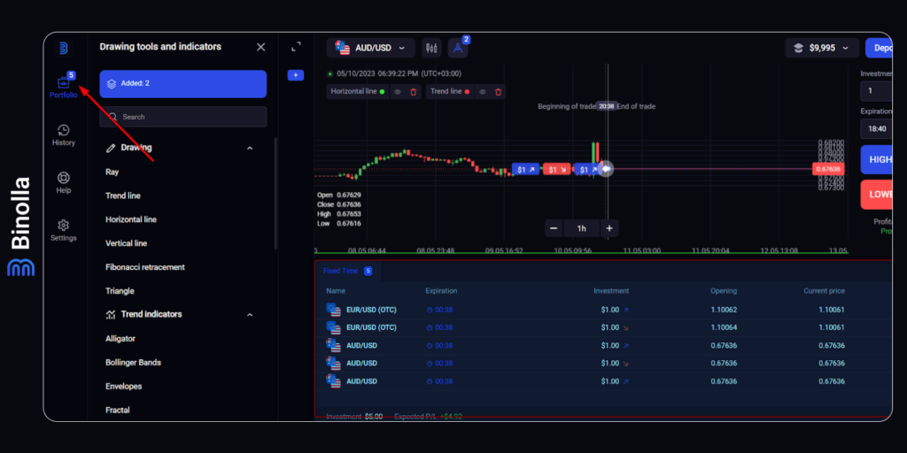 Una ventana permite a los traders echar un vistazo a su portafolio de trading actual