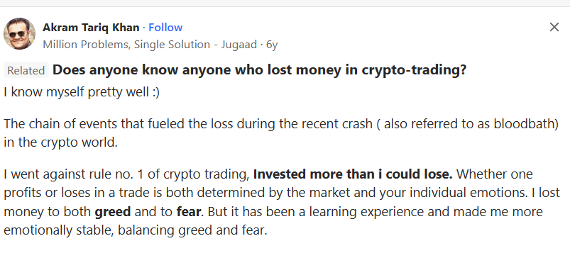 Una opinión de un trader que perdió mucho dinero durante el desplome de Bitcoin